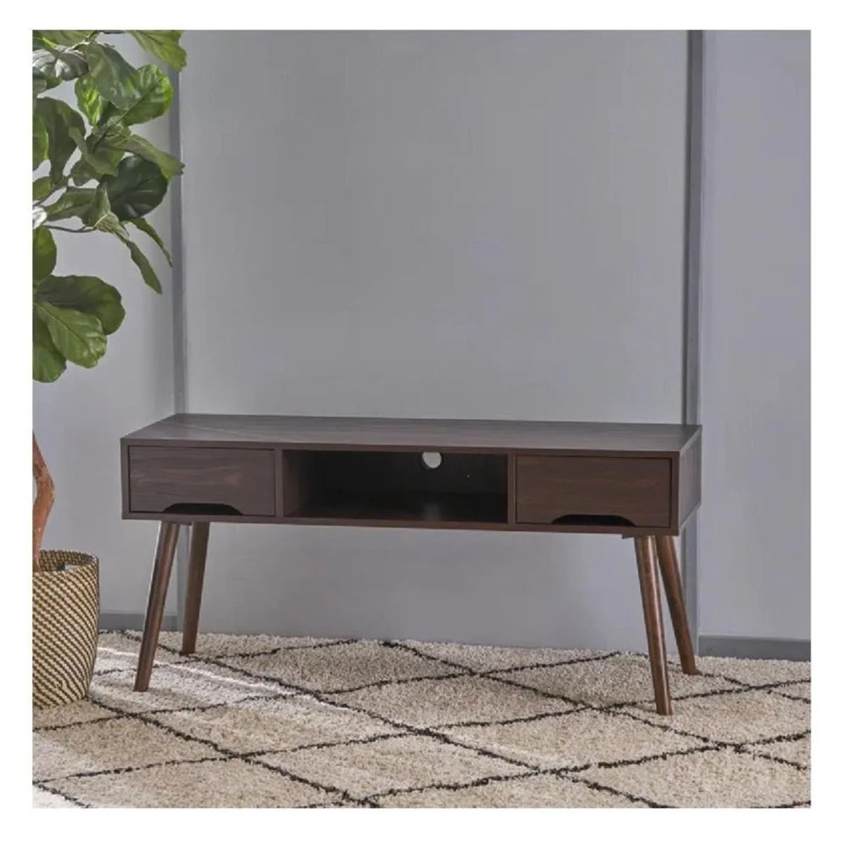 TU MESITA - Mesa Moderna de TV 50 TU MESITA Melamina 18mm color Marrón 2 cajones