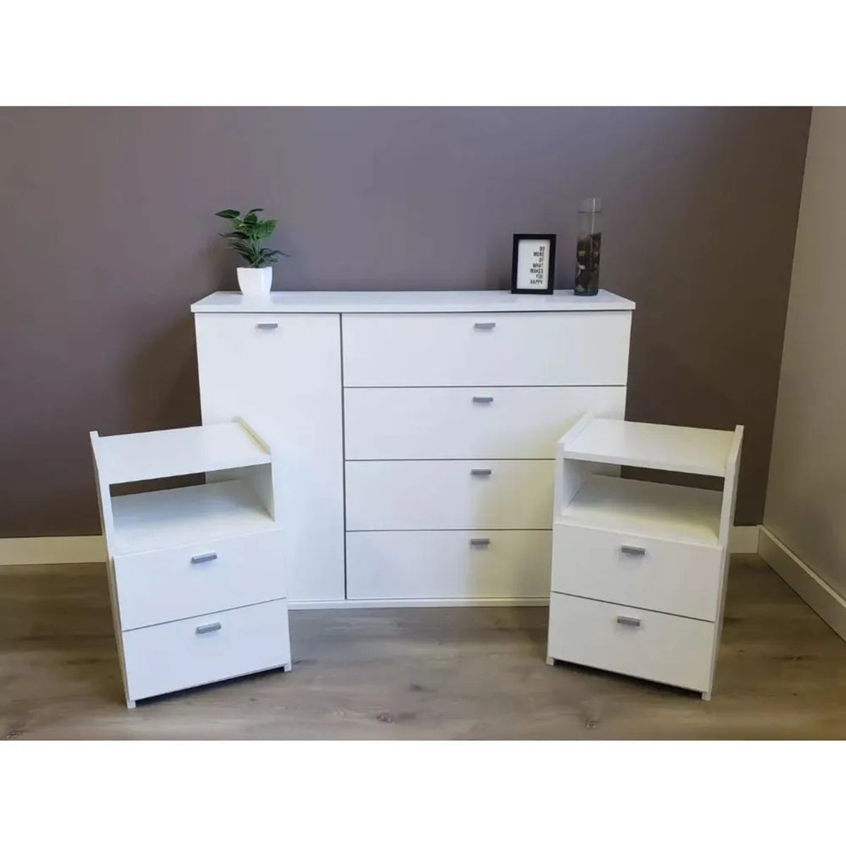 TU MESITA - Cómoda mas 2 Veladores Dakar color Blanco TU MESITA