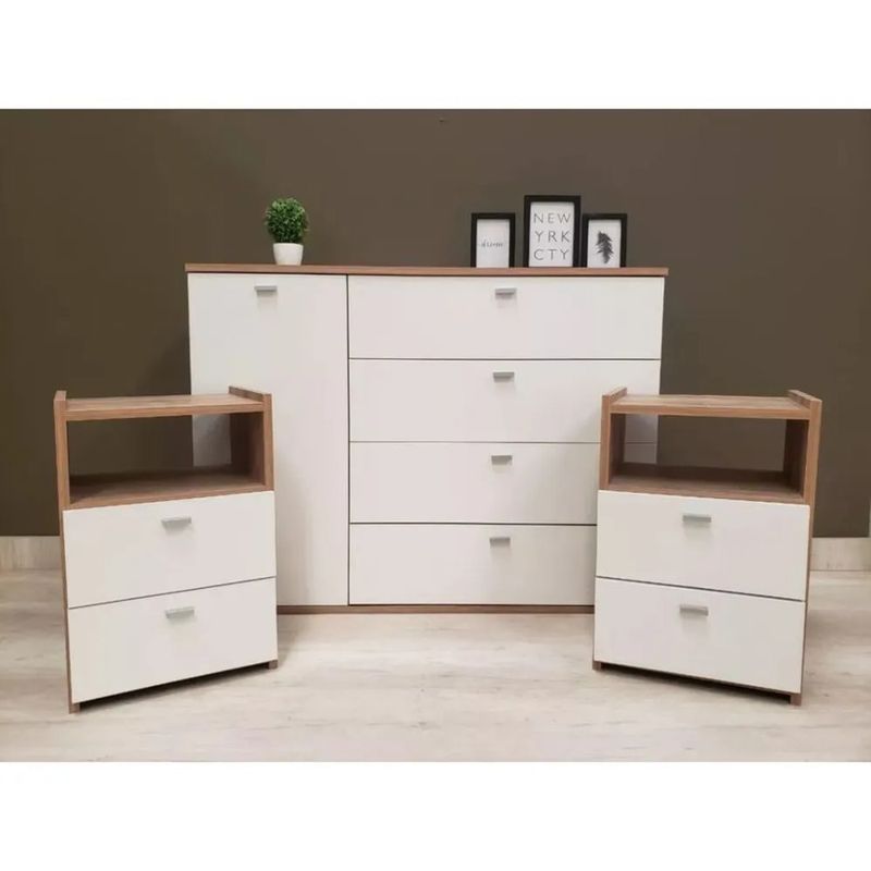 TU MESITA - Cómoda mas 2 veladores Dakar color BlancoHaya TU MESITA