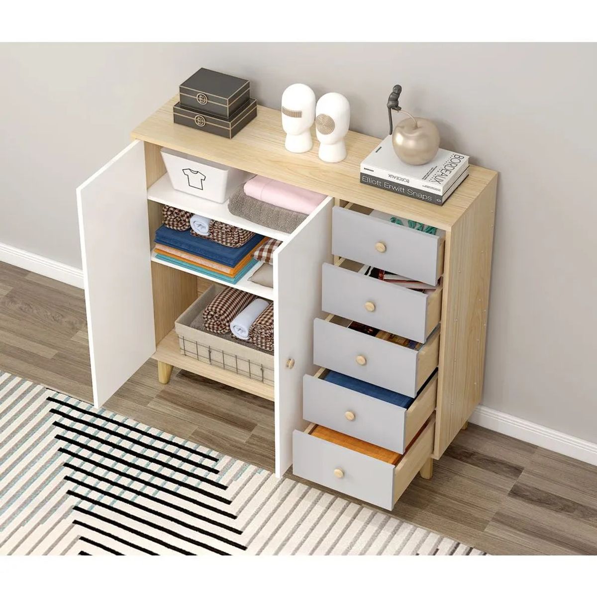 TU MESITA - Cómoda para niños 5 cajones 2 puertas Nora BlancoHaya TU MESITA