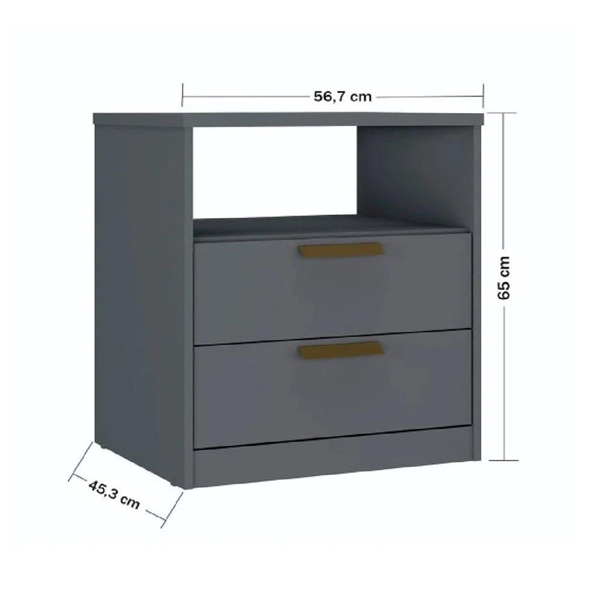 TU MESITA - Mesa De Noche Fermín TU MESITA color gris oscuro 2 cajones