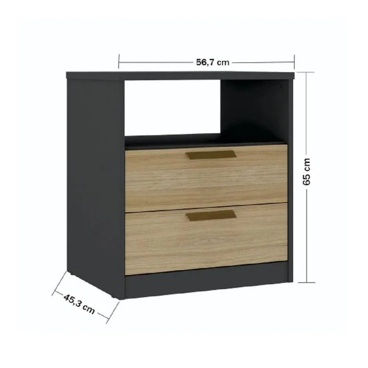 TU MESITA - Mesa De Noche Fermín TU MESITA color NegroRoble 2 cajones