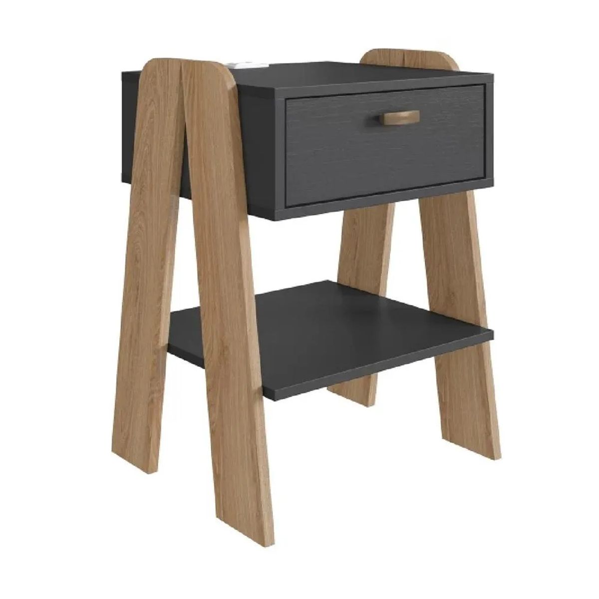 TU MESITA - Mesa de Noche Moderna TU MESITA Raquiem 1 cajón color NegroMarrón