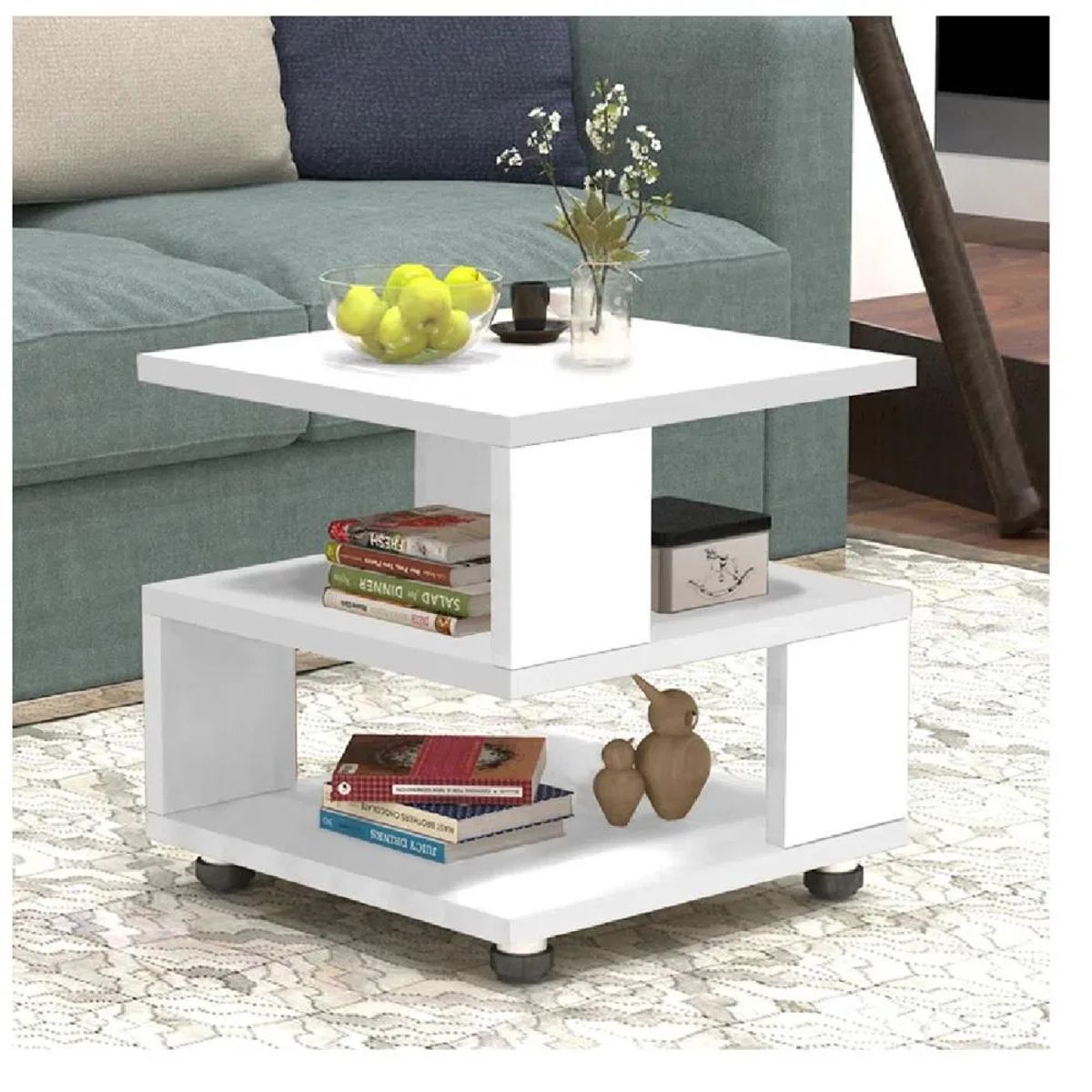 TU MESITA - Mesa de Noche Multiusos René TU MESITA con Ruedas color Blanco