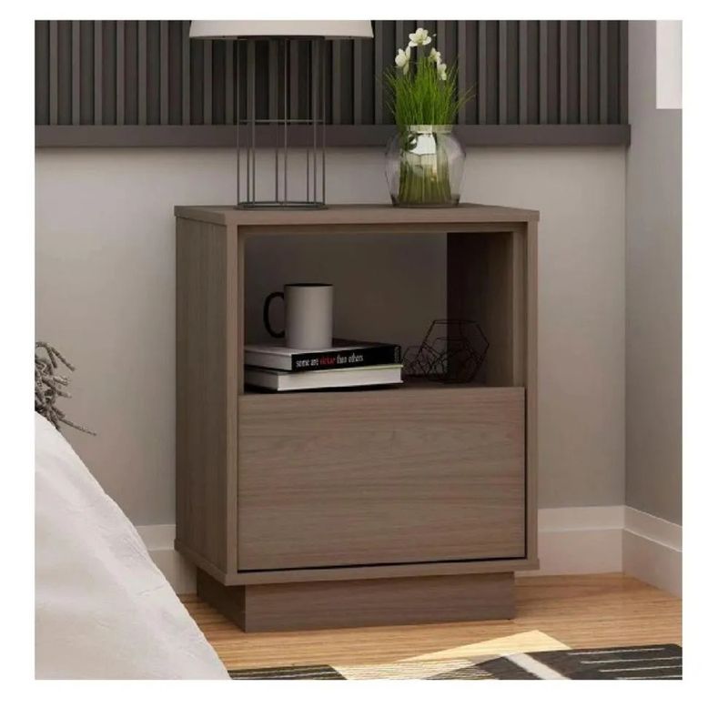 TU MESITA - Mesa de Noche Multiusos TU MESITA Falcon 1 cajón Color Gris oscuro