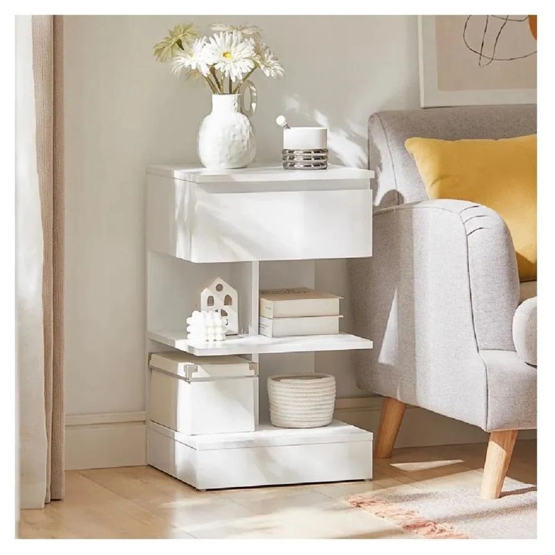 TU MESITA - Mesa de Noche Multiusos TU MESITA Gotic color Blanco 1 cajón