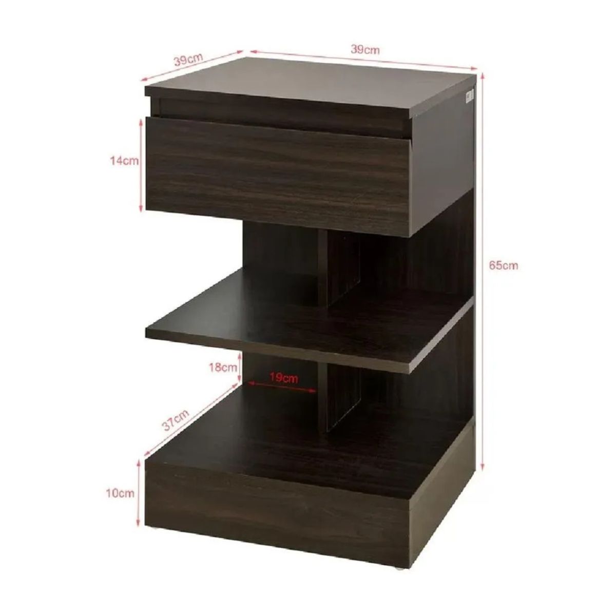 TU MESITA - Mesa de Noche Multiusos TU MESITA Gotic color Negro 1 cajón
