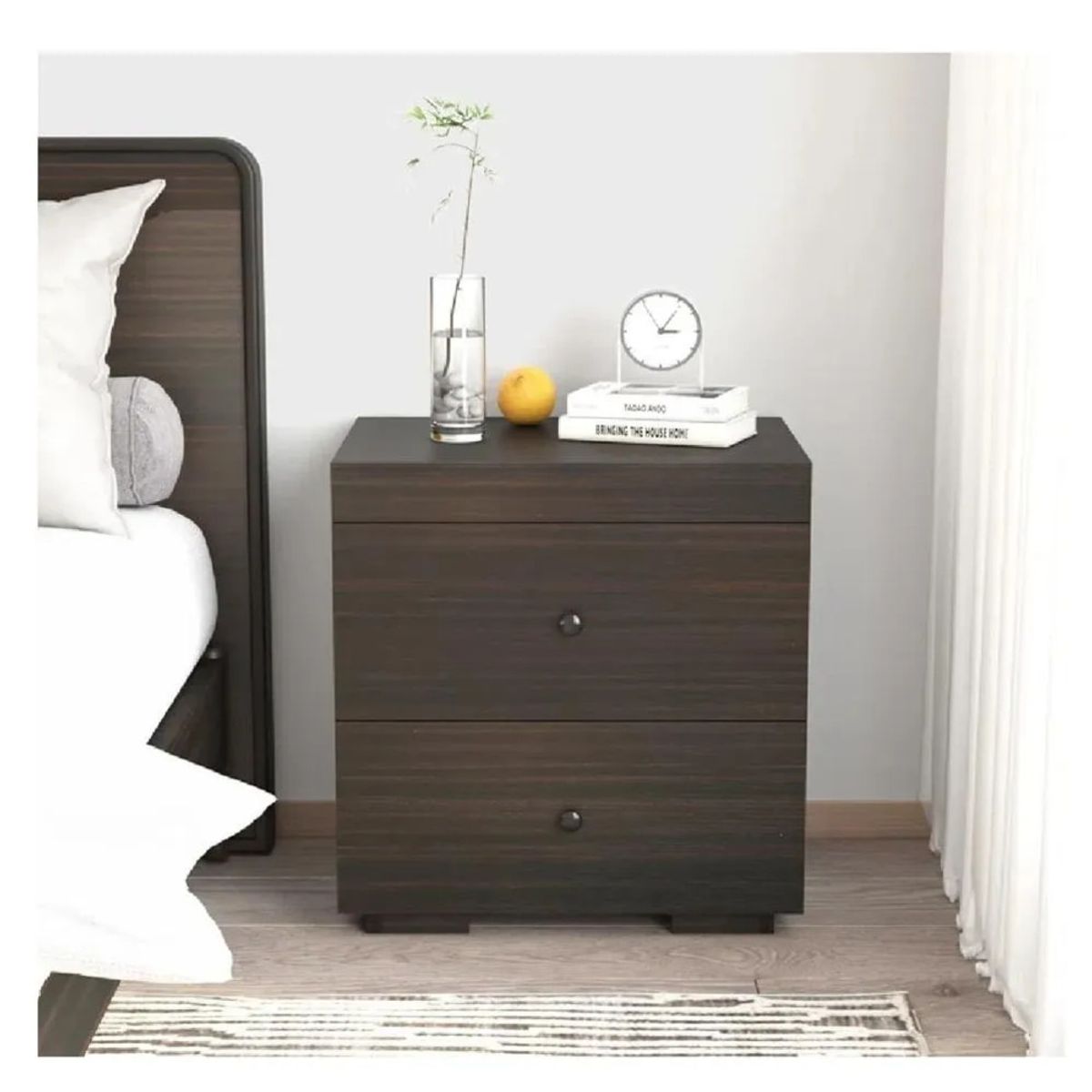 TU MESITA - Mesa de Noche Ritz TU MESITA color Marrón Oscuro 2 cajones