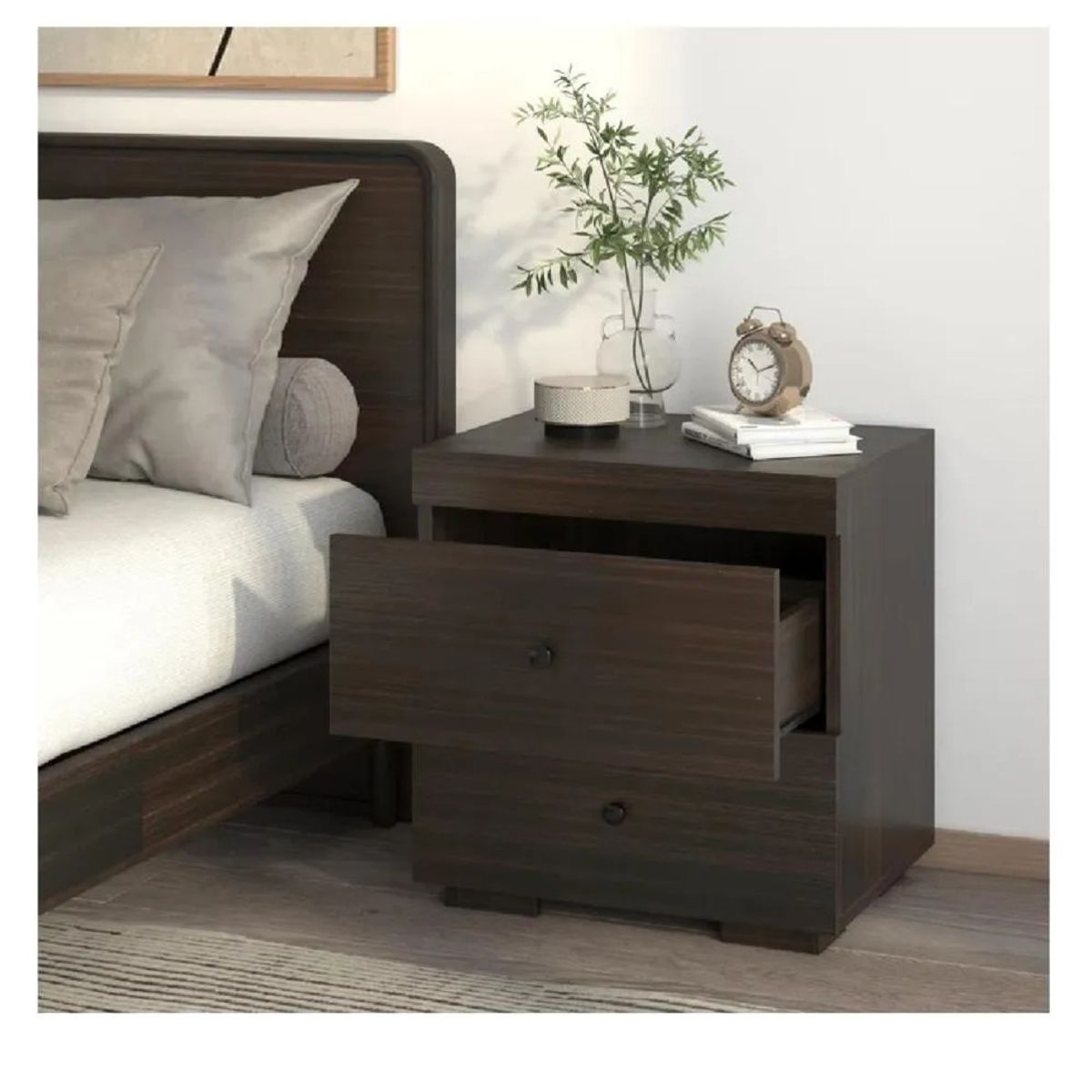 TU MESITA - Mesa de Noche Ritz TU MESITA color Marrón Oscuro 2 cajones