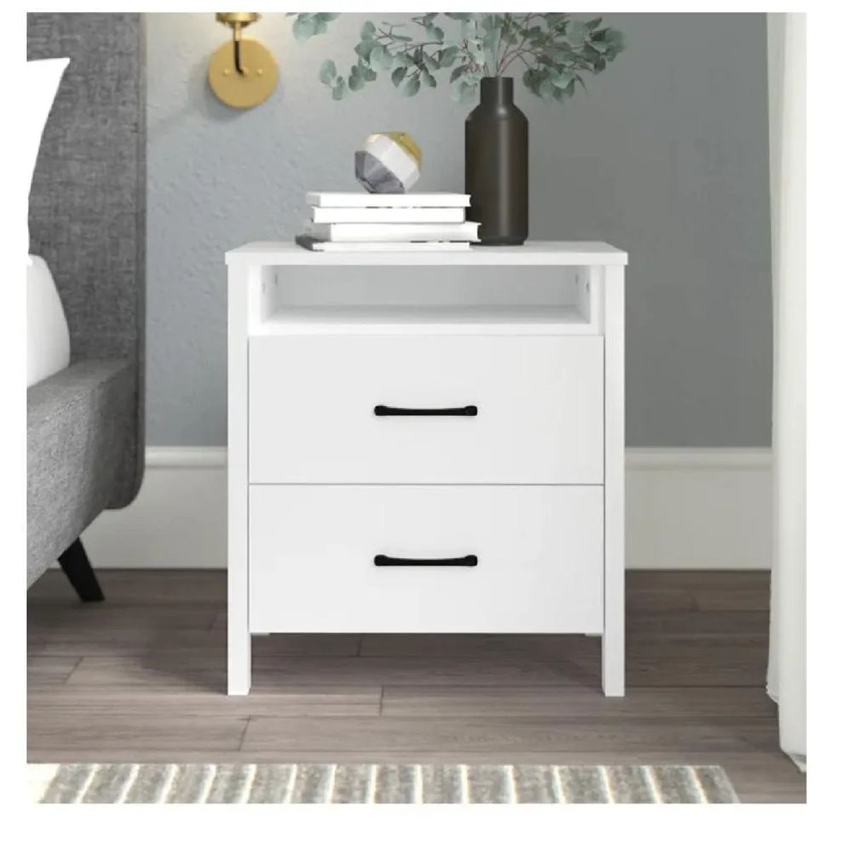 TU MESITA - Mesa de Noche Velador Amber TU MESITA color Blanco 2 cajones