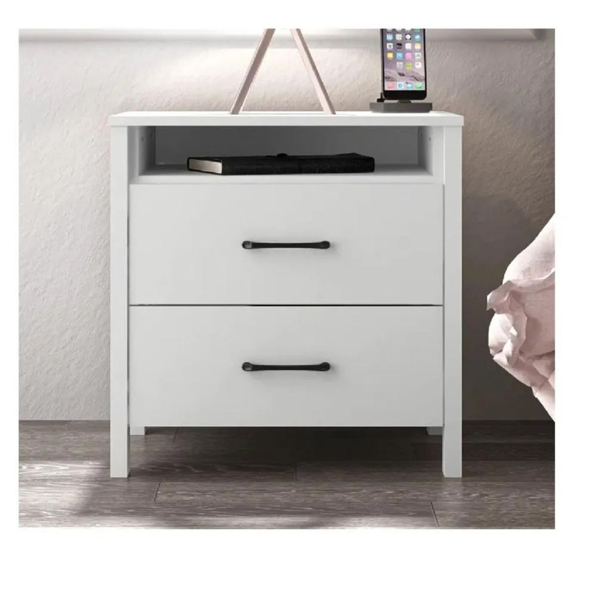 TU MESITA - Mesa de Noche Velador Amber TU MESITA color Blanco 2 cajones