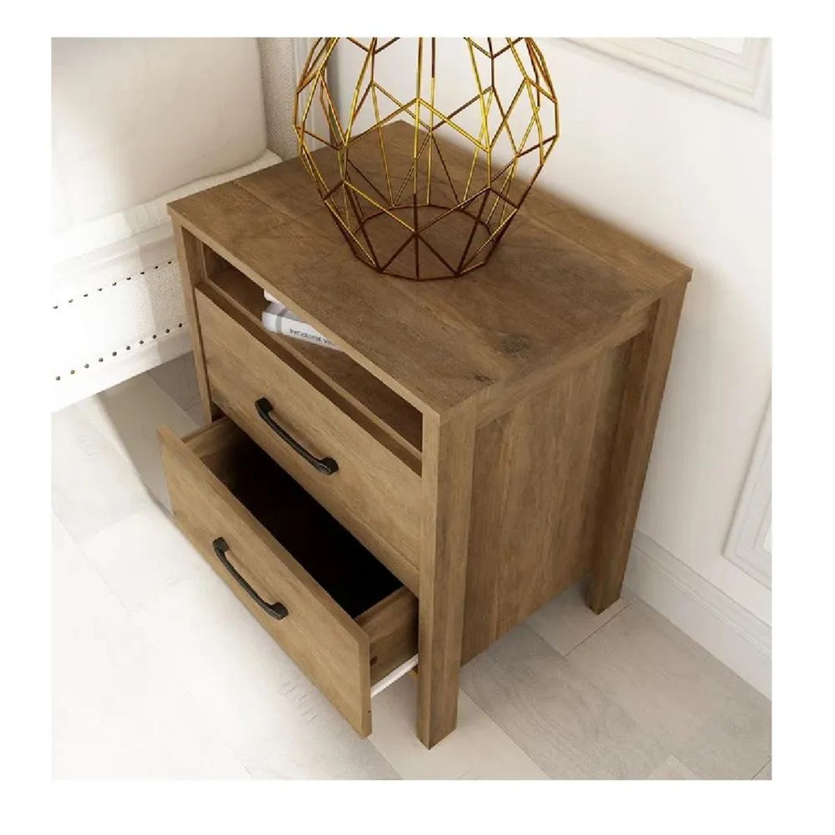 TU MESITA - Mesa de Noche Velador Amber TU MESITA color Marrón 2 cajones