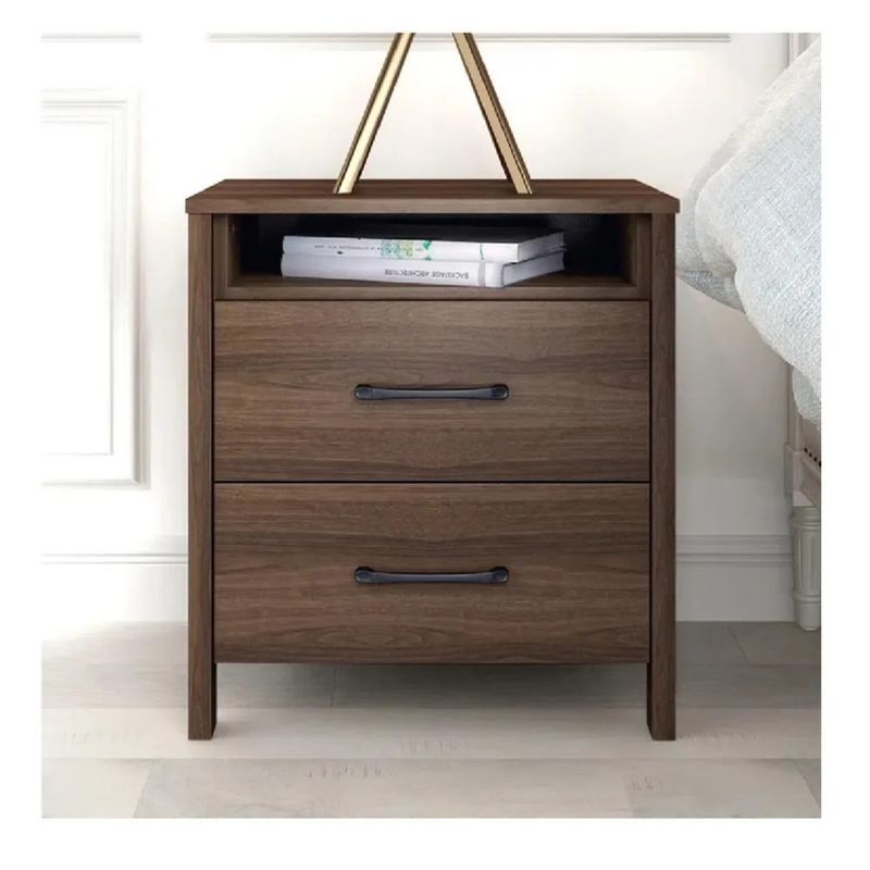 TU MESITA - Mesa de Noche Velador Amber TU MESITA color Marrón Oscuro 2 cajones