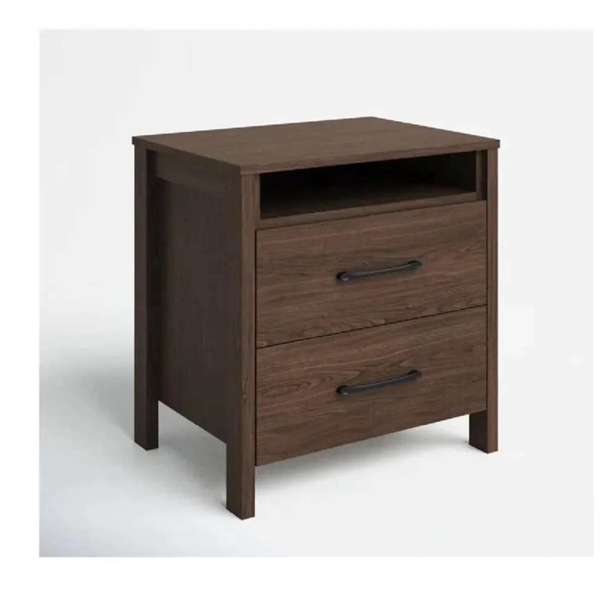 TU MESITA - Mesa de Noche Velador Amber TU MESITA color Marrón Oscuro 2 cajones