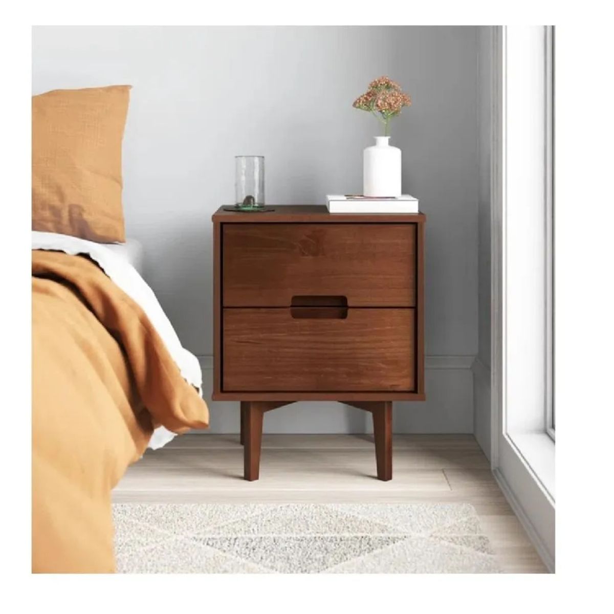 TU MESITA - Mesa de Noche Velador Arlette TU MESITA color Marrón 2 cajones