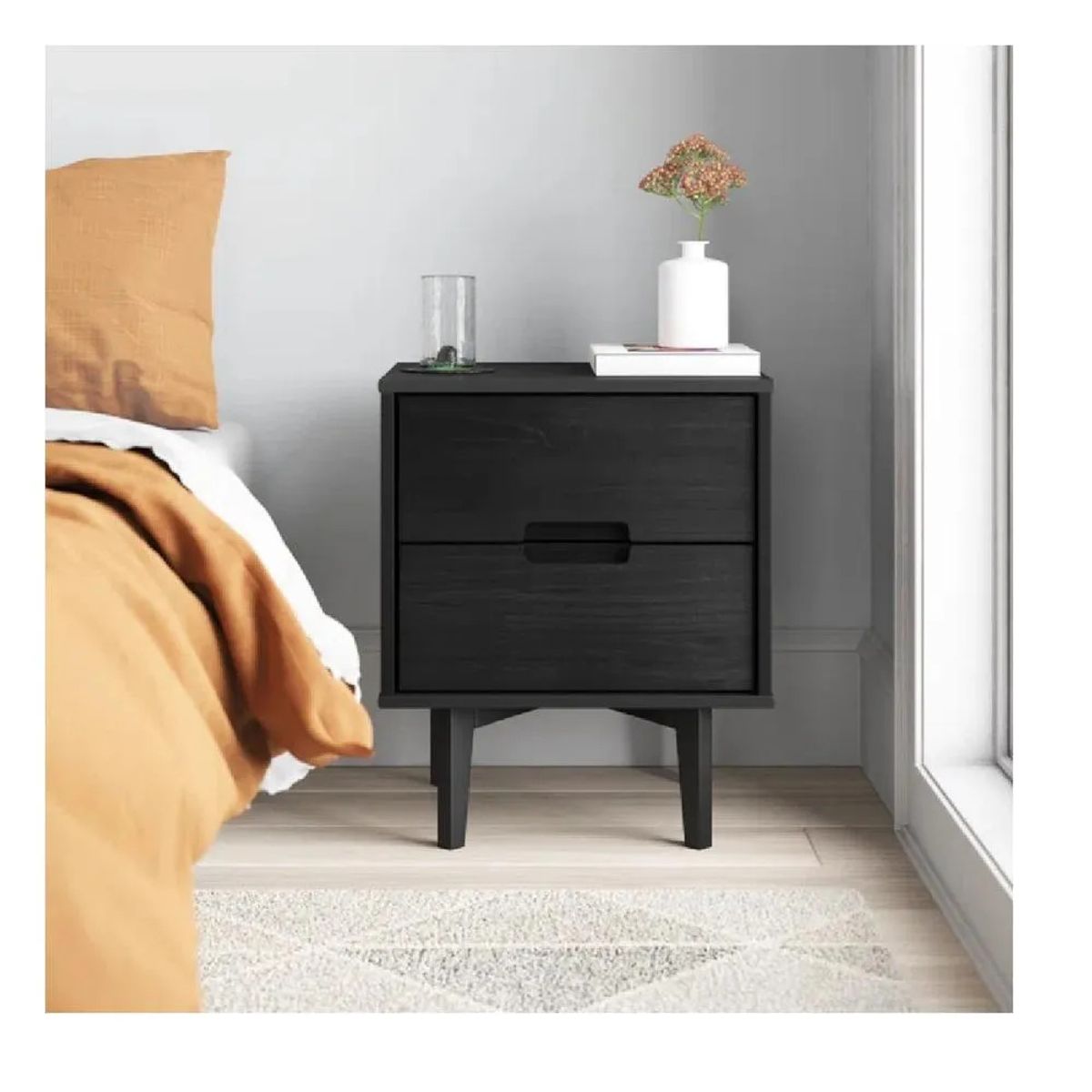 TU MESITA - Mesa de Noche Velador Arlette TU MESITA Melamina 18mm Negro 2 cajones