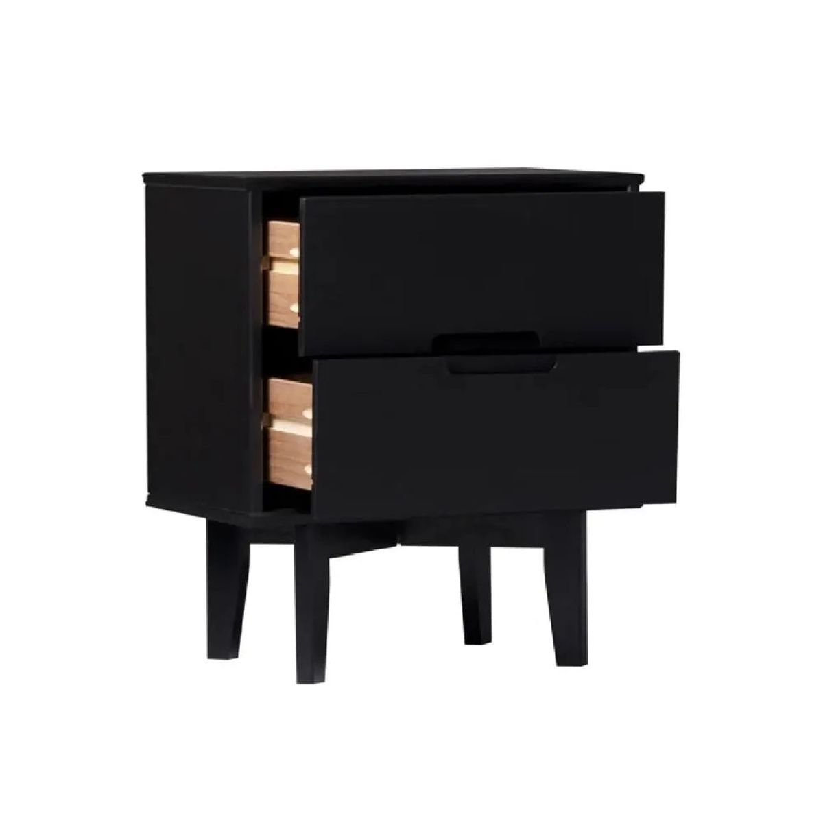 TU MESITA - Mesa de Noche Velador Arlette TU MESITA Melamina 18mm Negro 2 cajones