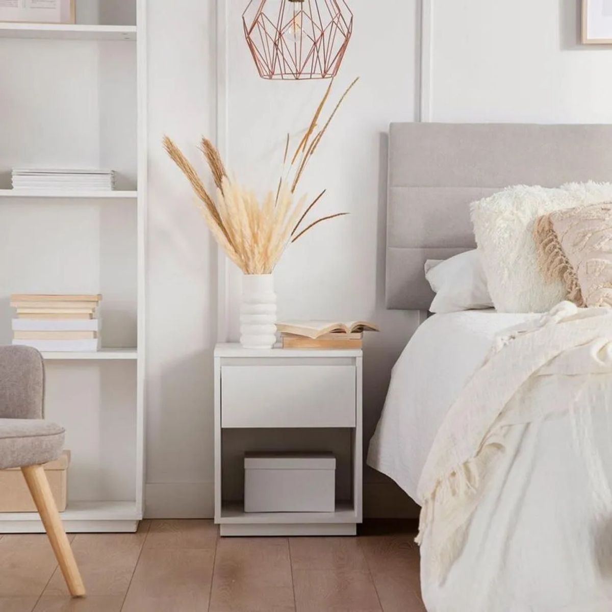 TU MESITA - Mesa de Noche Velador Dibu TU MESITA Melamina 18mm 1 puerta Blanco