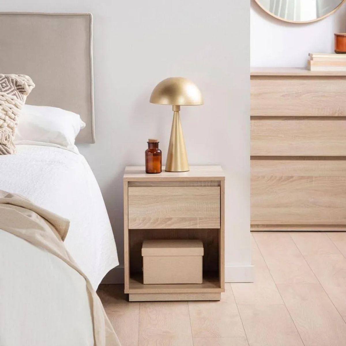 TU MESITA - Mesa de Noche Velador Dibu TU MESITA Melamina 18mm 1 puerta Marrón