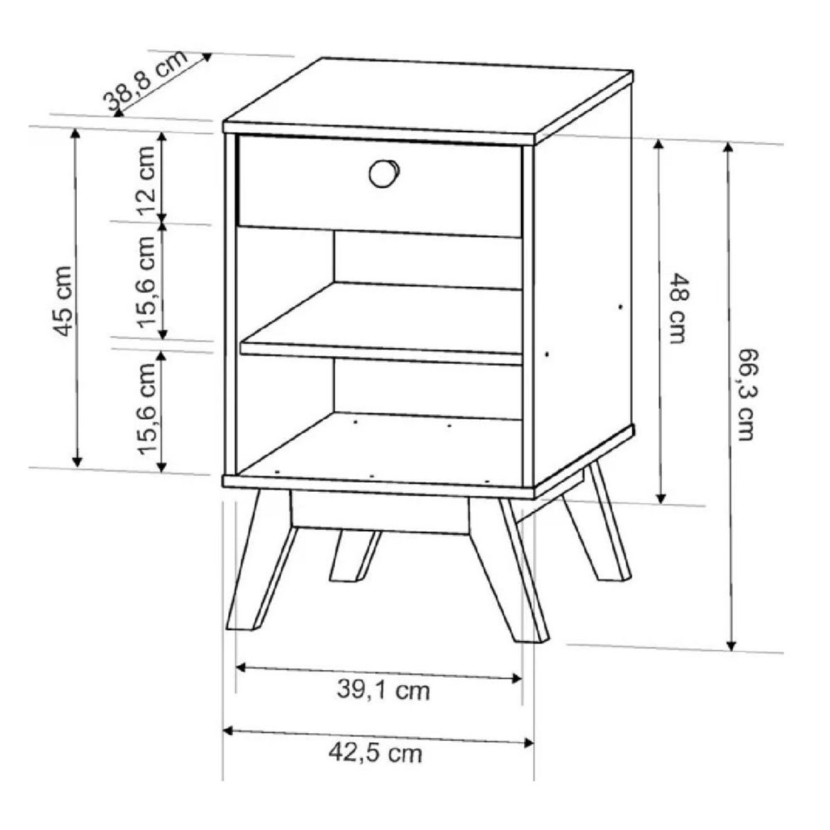 TU MESITA - Mesa de Noche Velador Jessica TU MESITA Melamina 18mm Negro 1 cajón