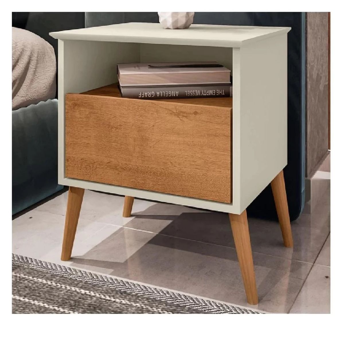 TU MESITA - Mesa de Noche Velador Multiusos TU MESITA Saomi 1 cajón BlancoMarrón