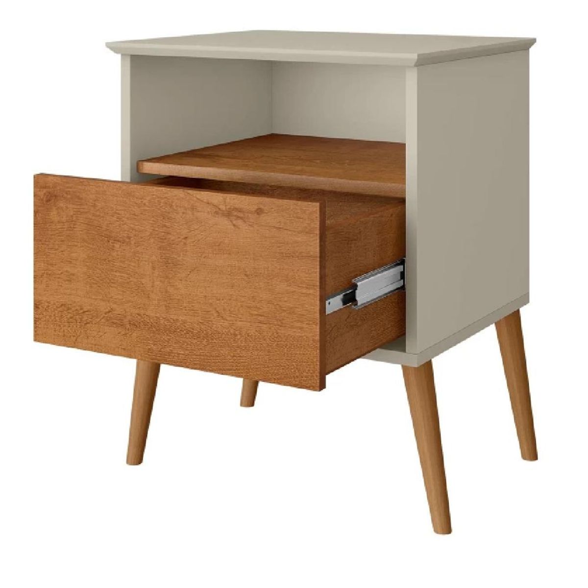 TU MESITA - Mesa de Noche Velador Multiusos TU MESITA Saomi 1 cajón BlancoMarrón