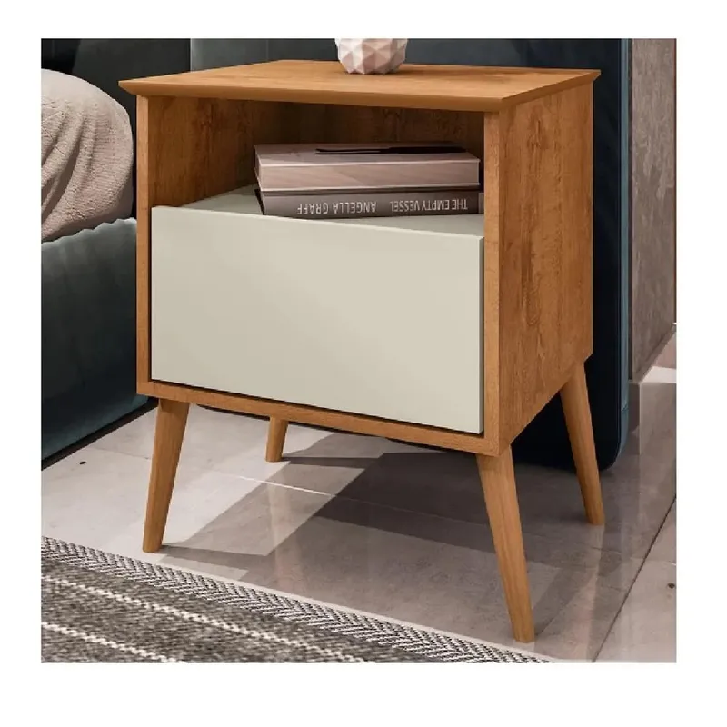 TU MESITA - Mesa de Noche Velador Multiusos TU MESITA Saomi 1 cajón MarrónBlanco