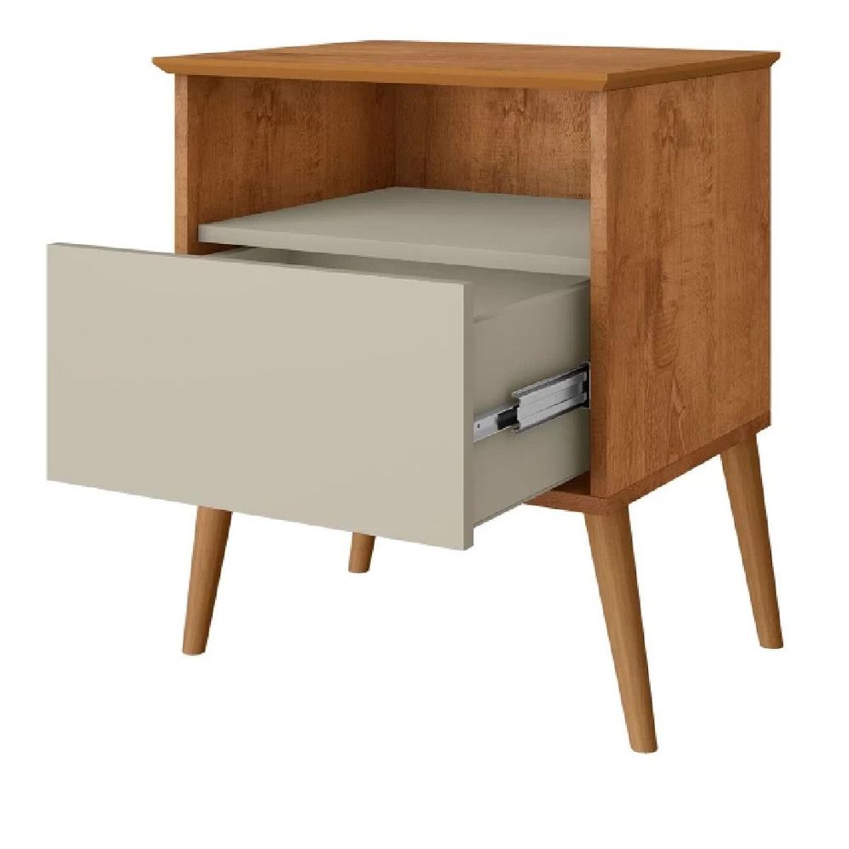 TU MESITA - Mesa de Noche Velador Multiusos TU MESITA Saomi 1 cajón MarrónBlanco