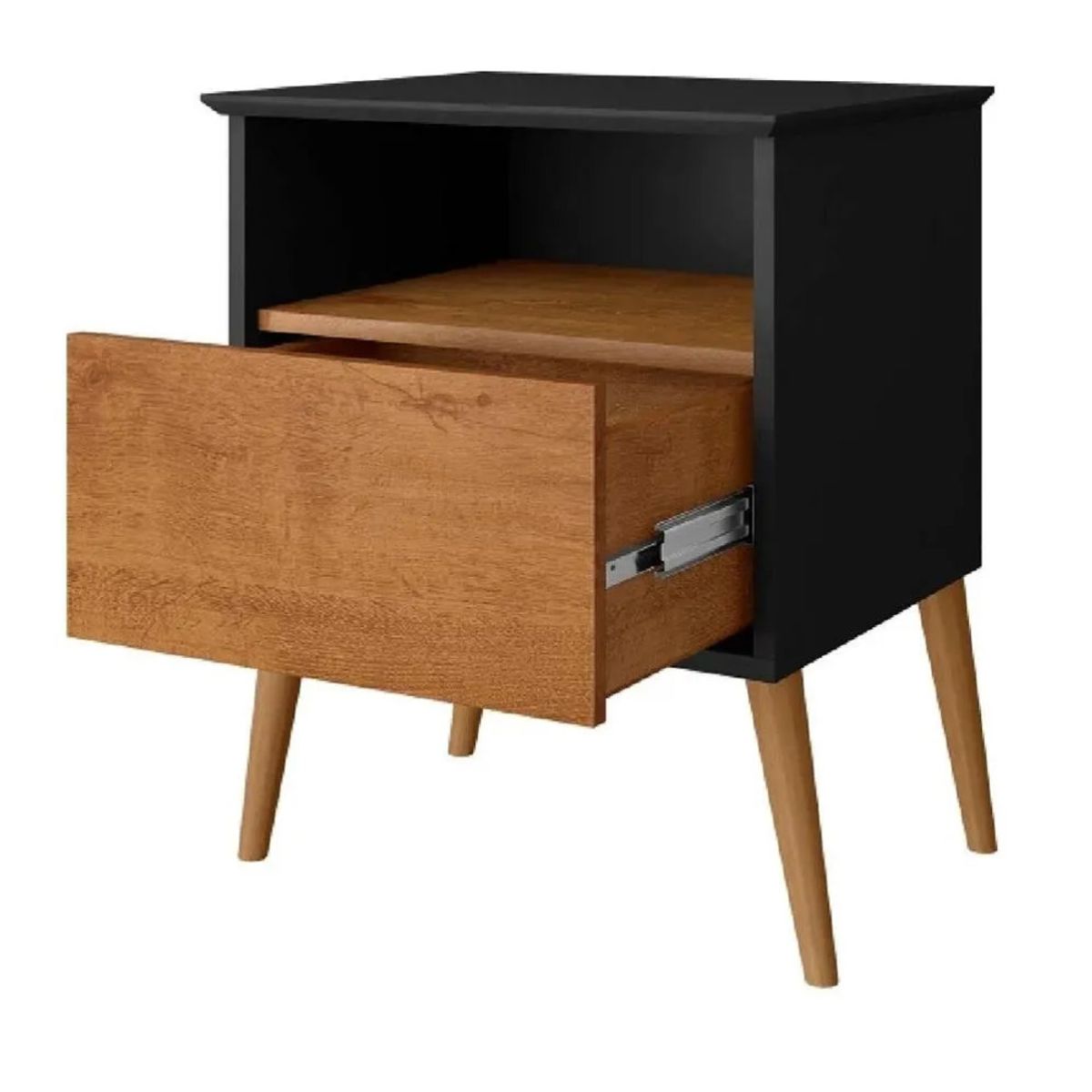 TU MESITA - Mesa de Noche Velador Multiusos TU MESITA Saomi 1 cajón NegroMarrón