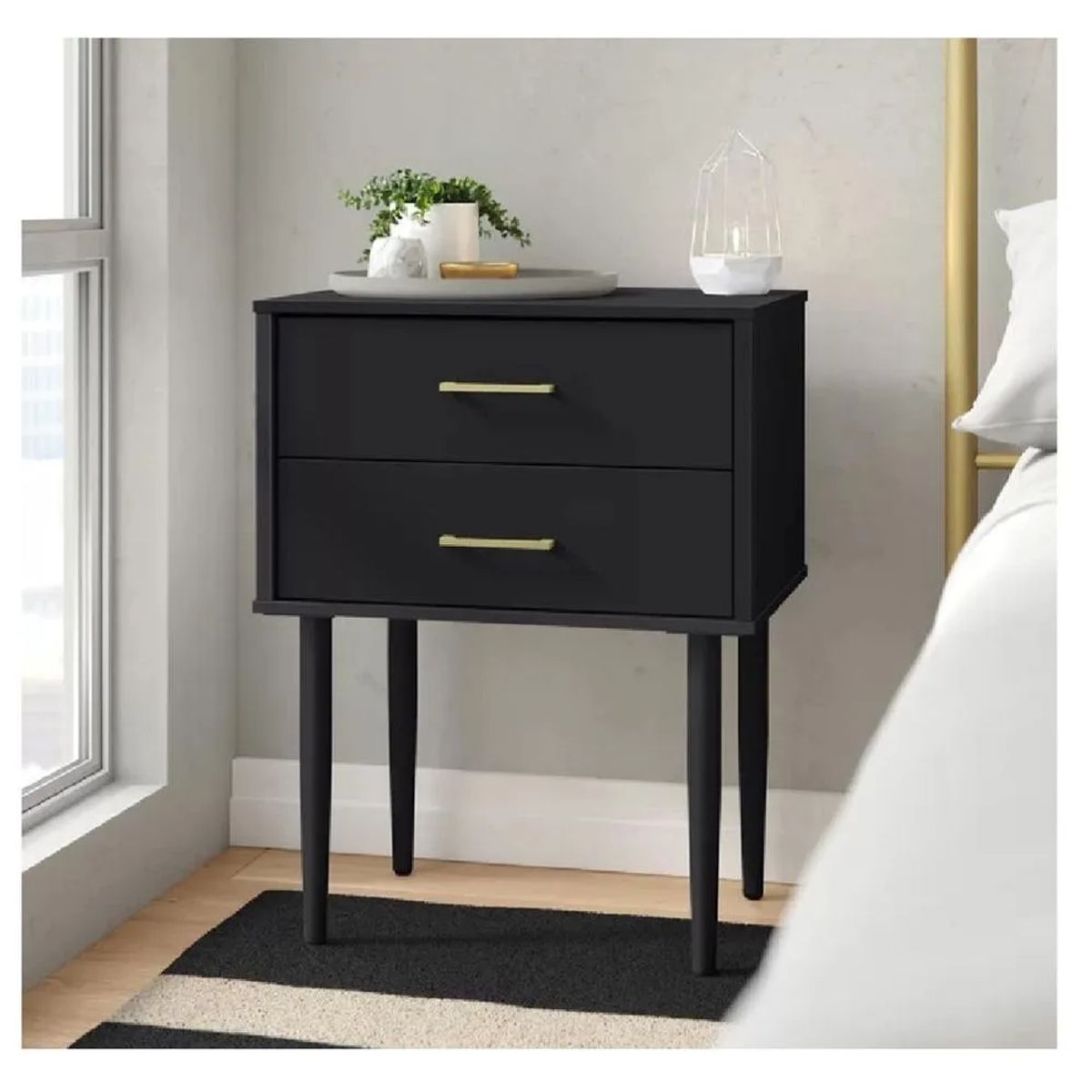 TU MESITA - Mesa de Noche Velador Pascal TU MESITA Negro 2 cajones