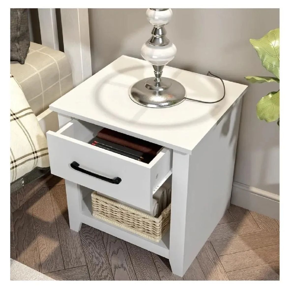 TU MESITA - Mesa de Noche Velador Xenna TU MESITA 2 cajones color Blanco