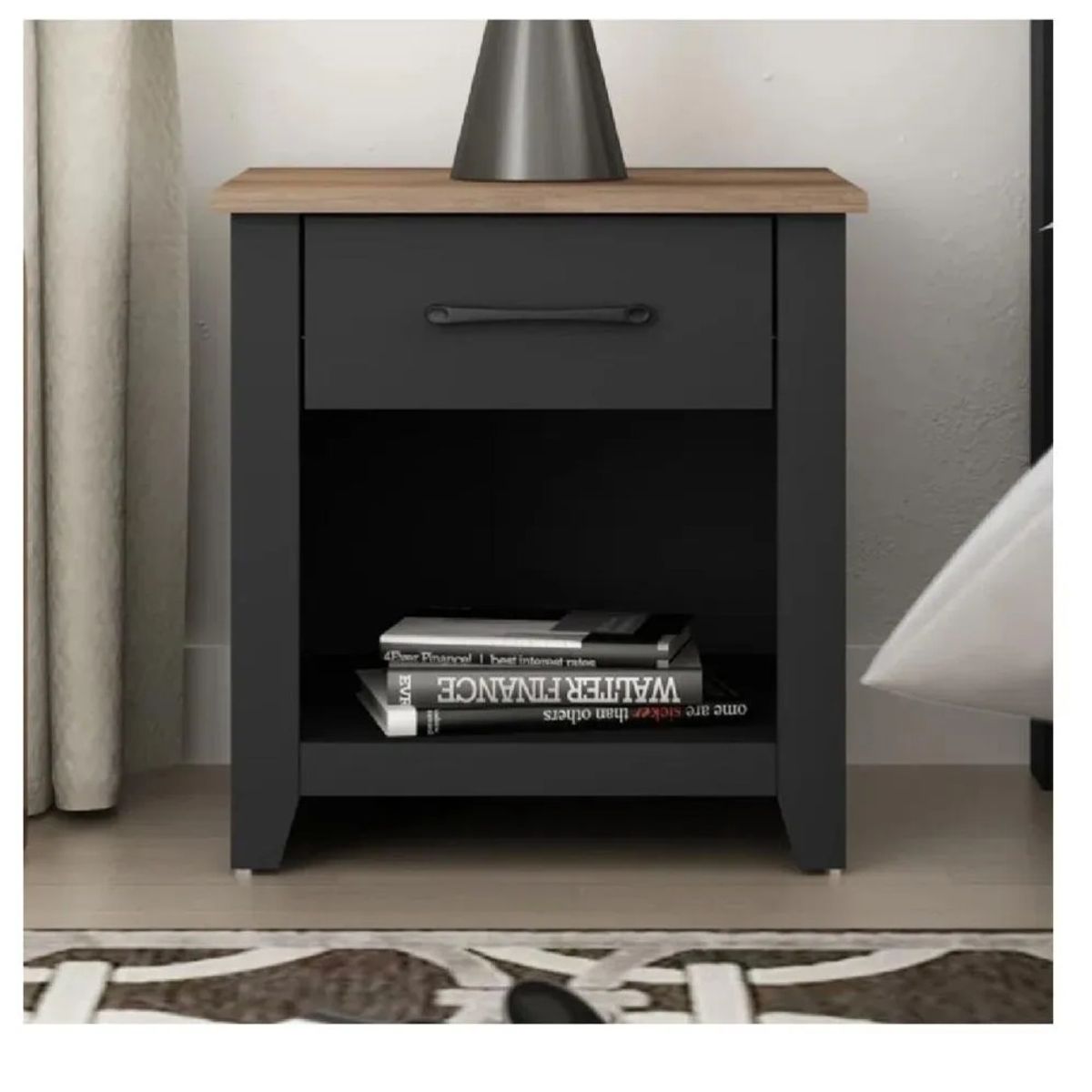 TU MESITA - Mesa de Noche Velador Xenna TU MESITA 2 cajones NegroRoble