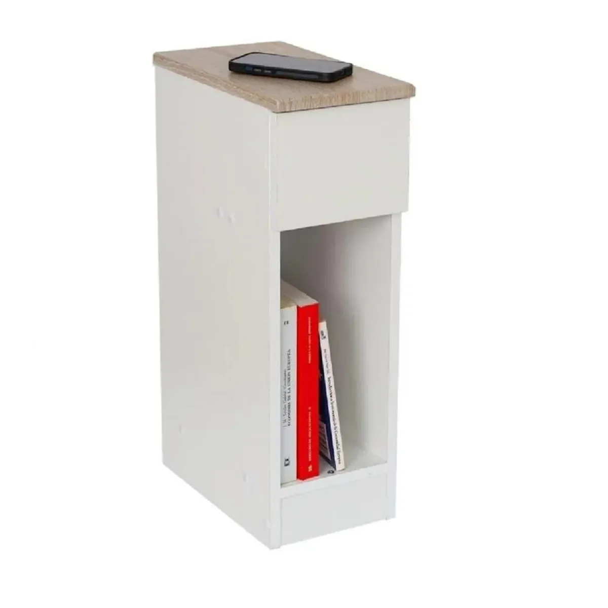 TU MESITA - Velador Clásico Chantal TU MESITA Melamina 18mm BlancoMarrón 1 cajón