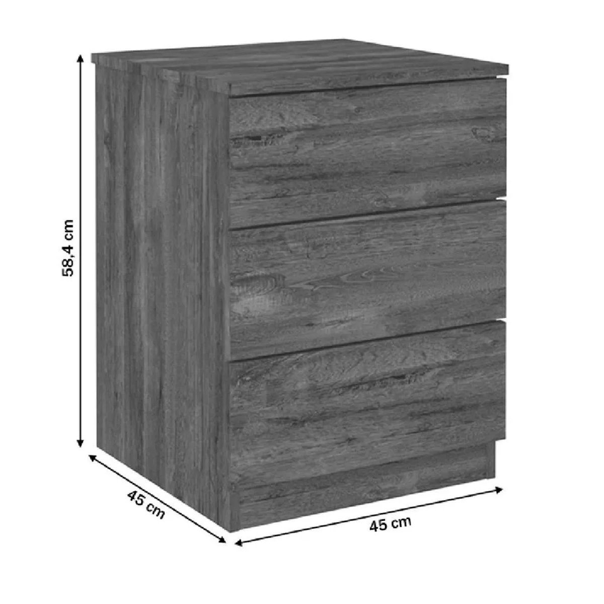 TU MESITA - Velador Clásico Maxin TU MESITA 3 cajones color Blanco Melamina 18mm