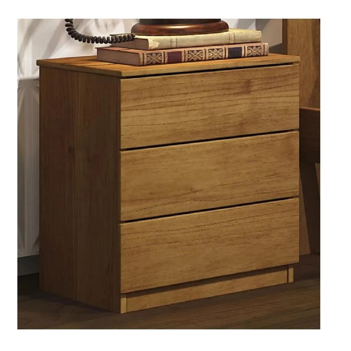 TU MESITA - Velador Clásico Maxin TU MESITA 3 cajones color Marrón Melamina 18mm