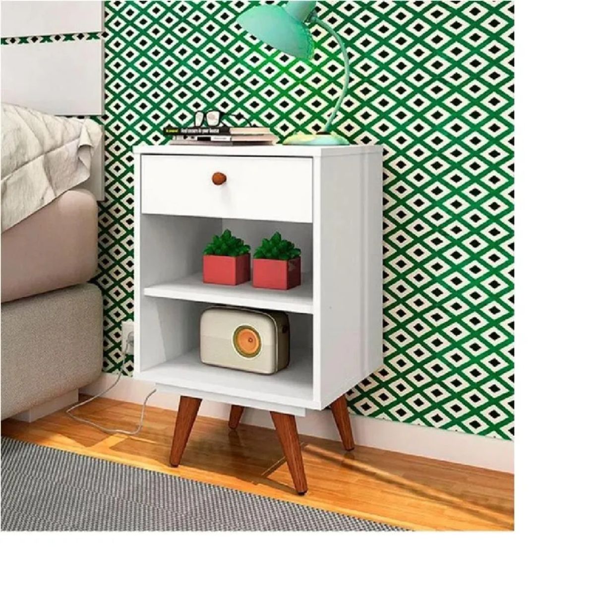 TU MESITA - Velador Clásico TU MESITA Paulet Melamina 18mm Blanco 1 cajón