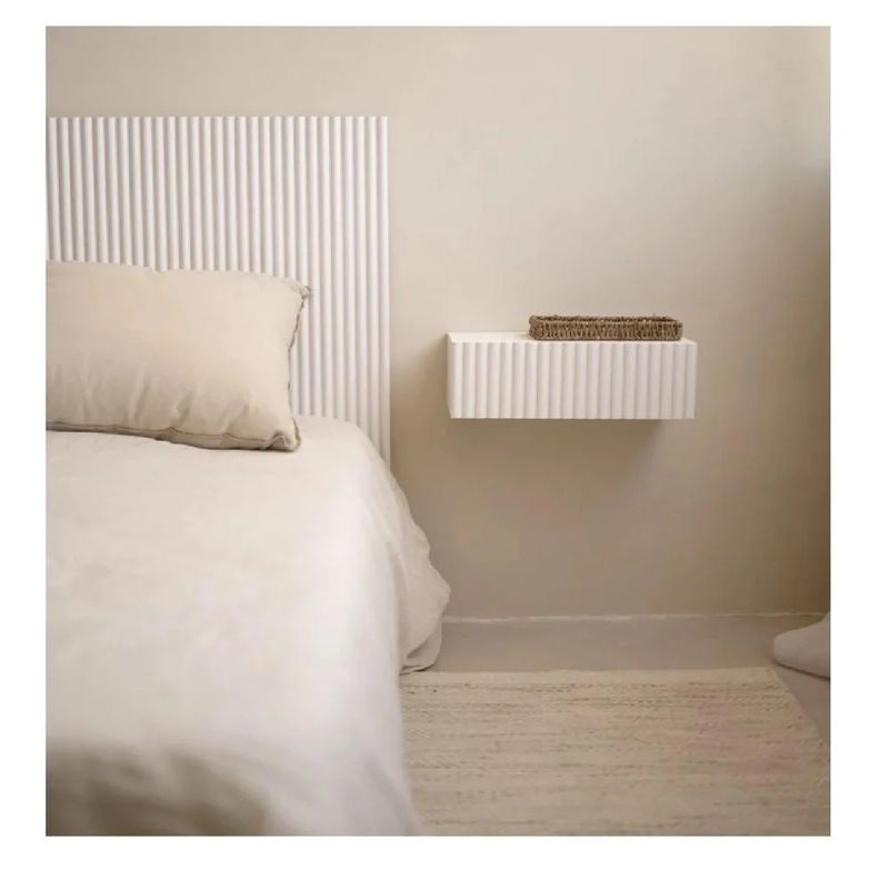 TU MESITA - Velador Flotante Amón TU MESITA 1 cajón Melamina 18mm color Blanco