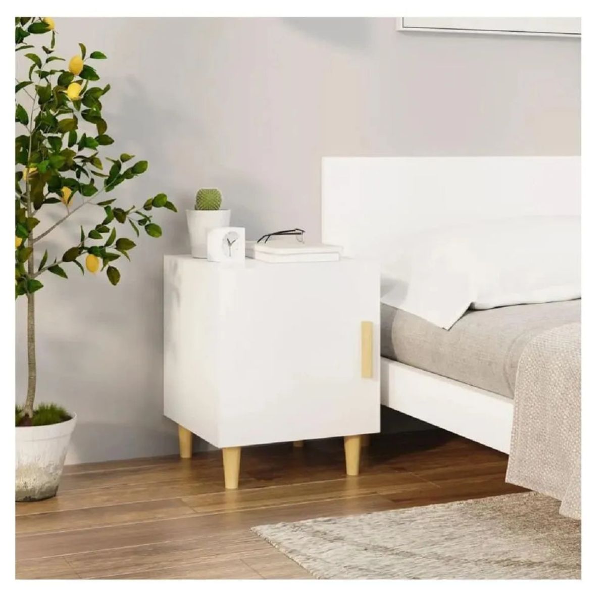 TU MESITA - Velador Mesa de Noche Malibú TU MESITA Blanco 1 puerta melamina 18mm