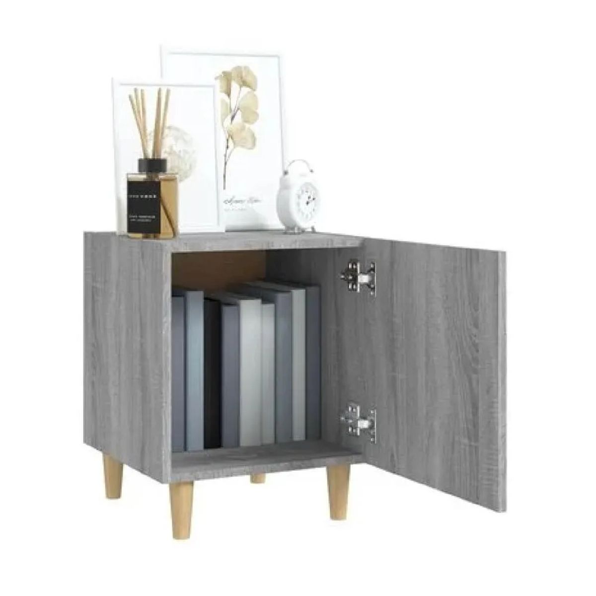 TU MESITA - Velador Mesa de Noche Malibú TU MESITA Gris 1 puerta