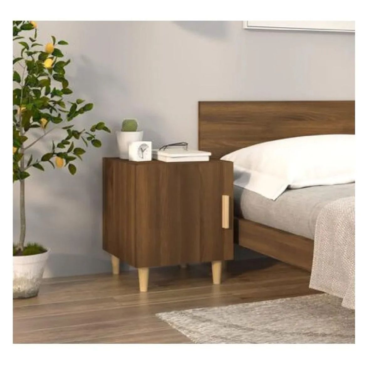 TU MESITA - Velador Mesa de Noche Malibú TU MESITA  Marrón 1 puerta