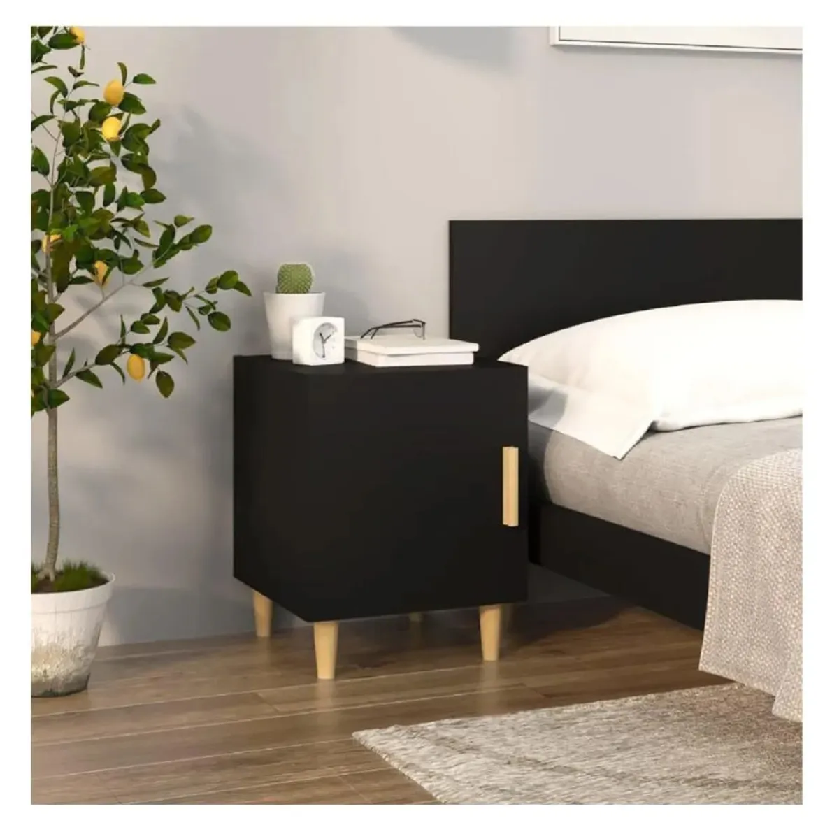 TU MESITA - Velador Mesa de Noche Malibú TU MESITA Negro 1 puerta