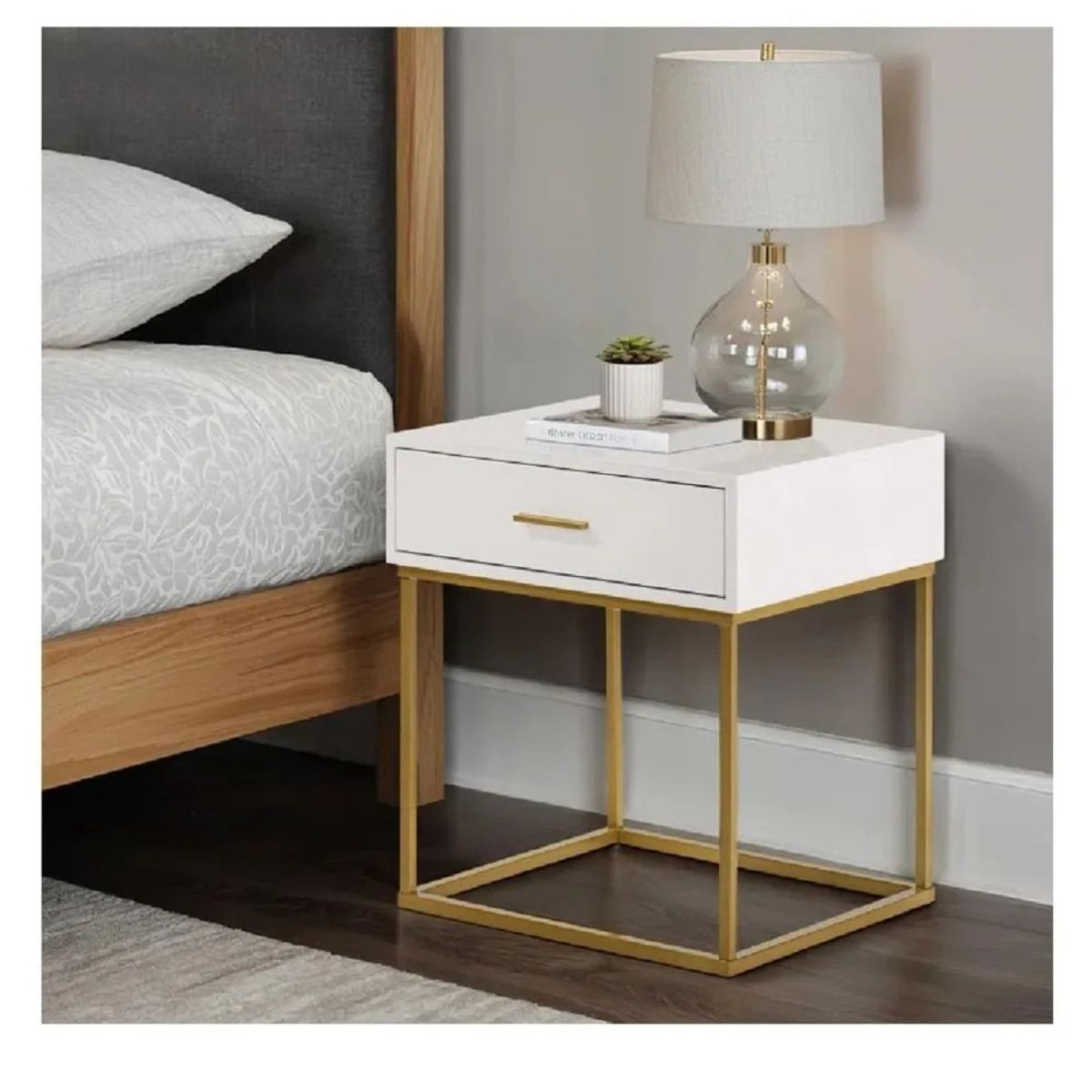 TU MESITA - Velador Mesa de Noche Marks TU MESITA Base de metal Blanco