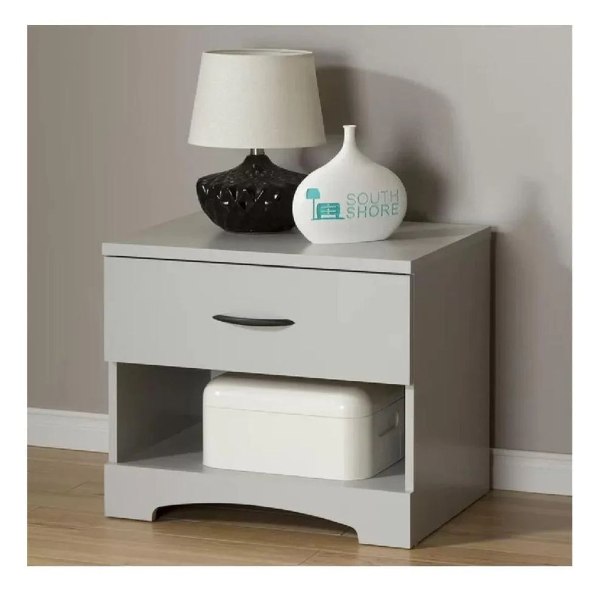 TU MESITA - Velador Mesa de Noche Rocha TU MESITA Gris claro 1 cajón