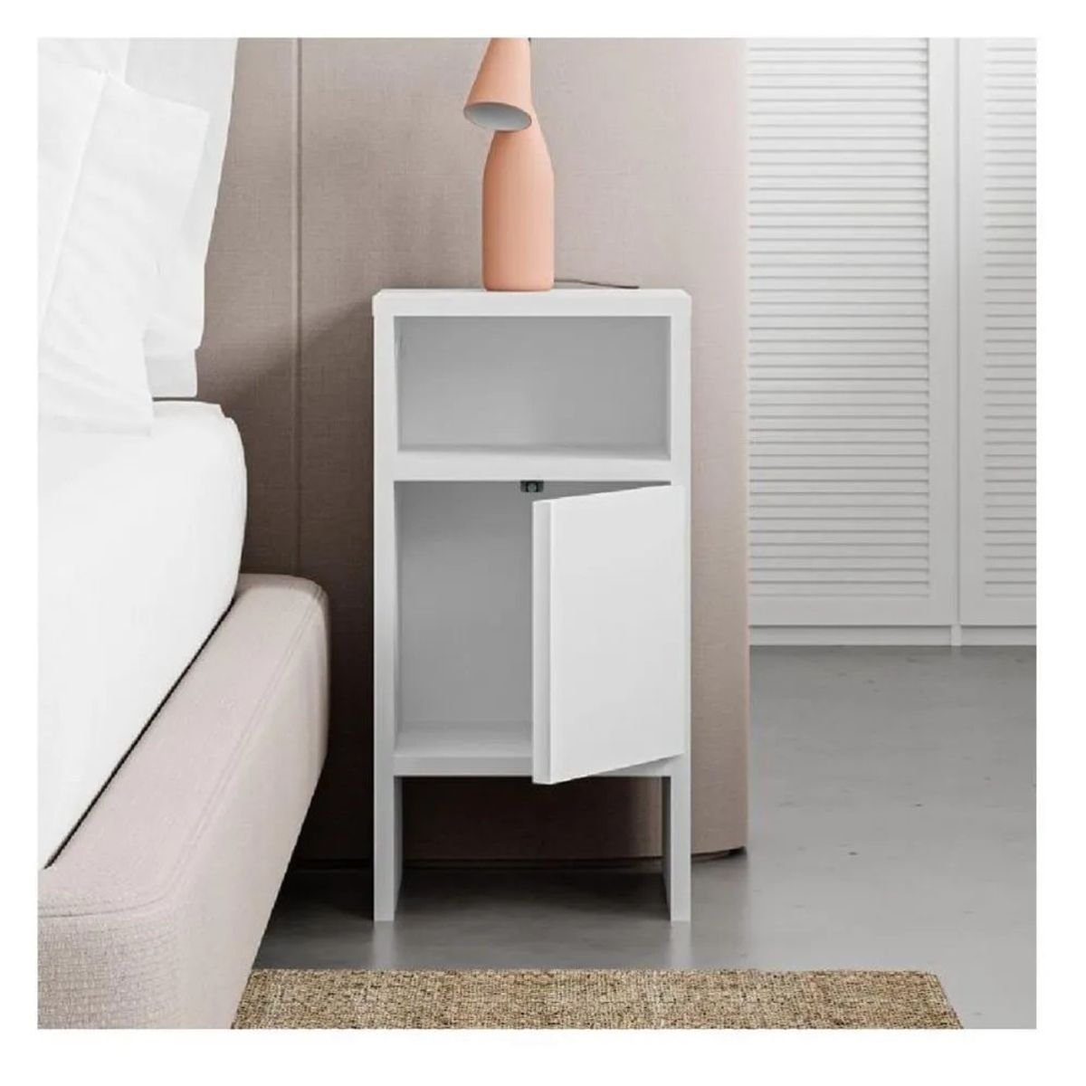 TU MESITA - Velador Mesa de Noche Xanty TU MESITA Melamina 18mm 1 puerta Blanco