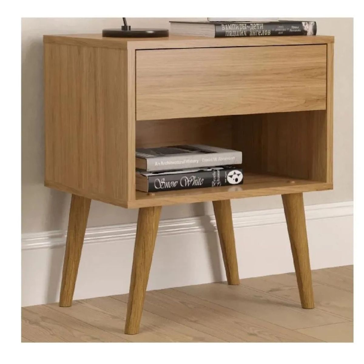 TU MESITA - Velador Moderno TU MESITA Taurus Melamina 18mm Roble 1 cajón