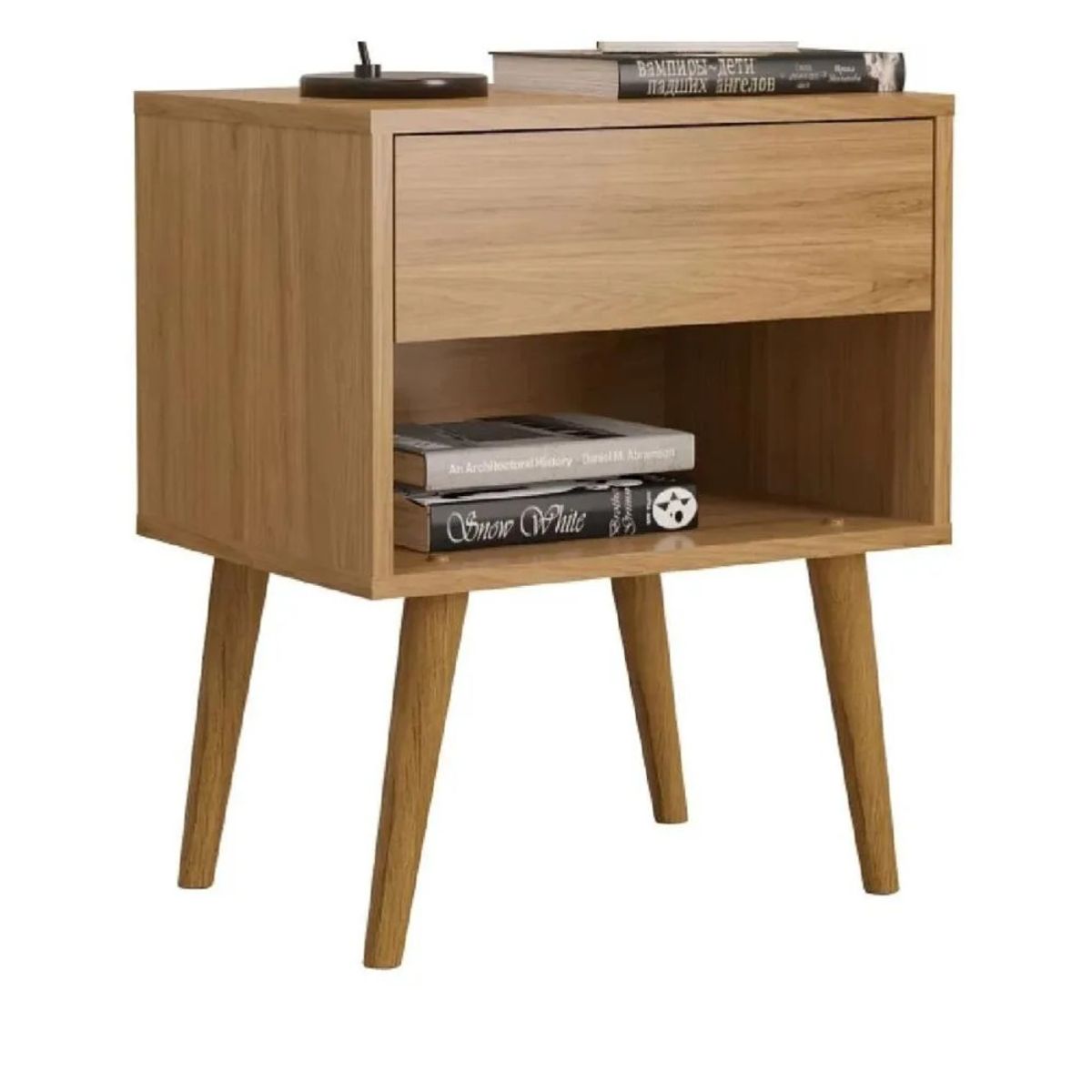 TU MESITA - Velador Moderno TU MESITA Taurus Melamina 18mm Roble 1 cajón