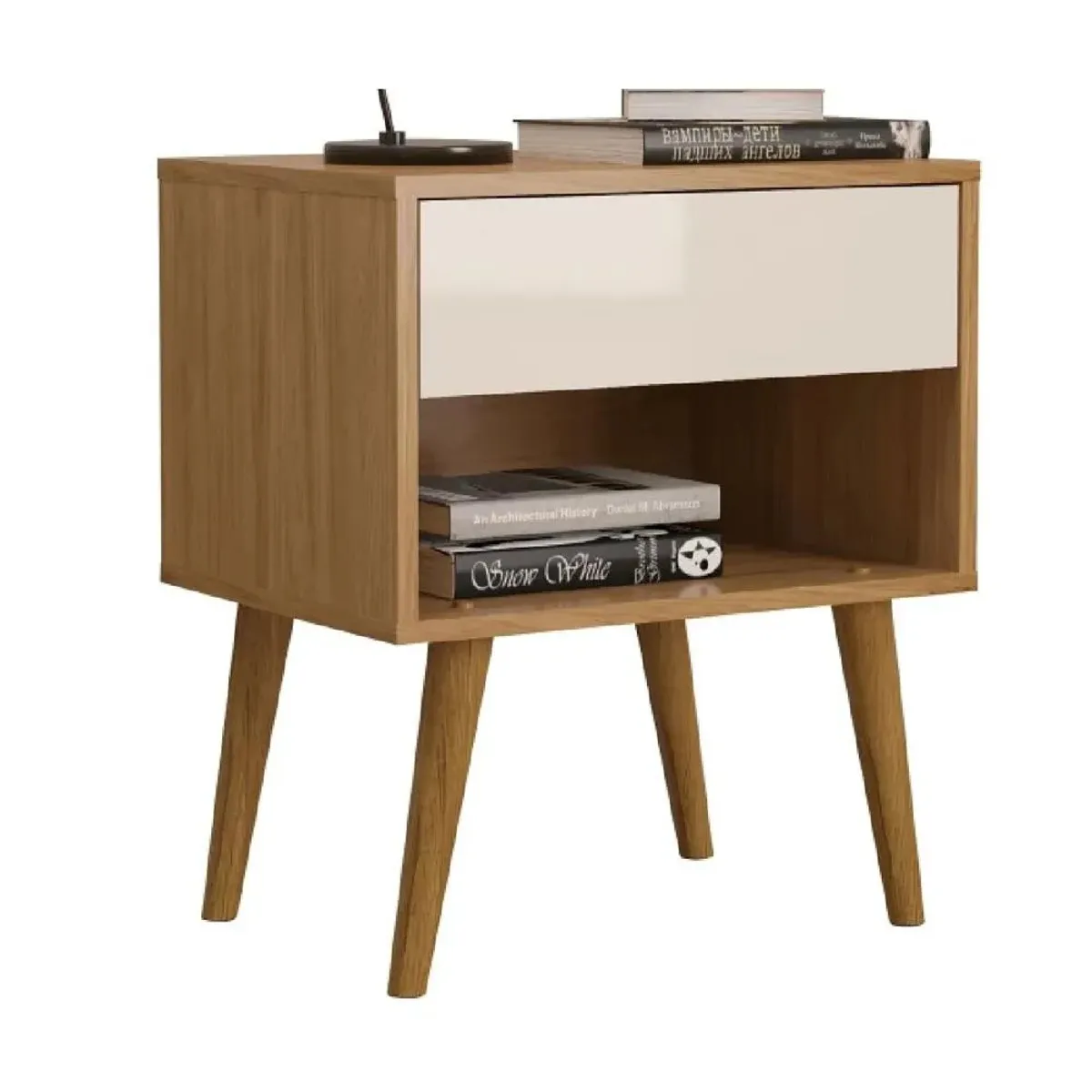 TU MESITA - Velador Moderno TU MESITA Taurus Melamina 18mm RobleBlanco 1 cajón