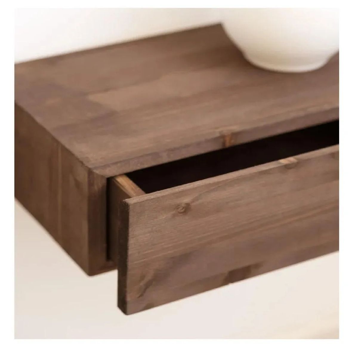 TU MESITA - Velador Rústico Panda TU MESITA Flotante 1 cajón melamina 18mm Marrón