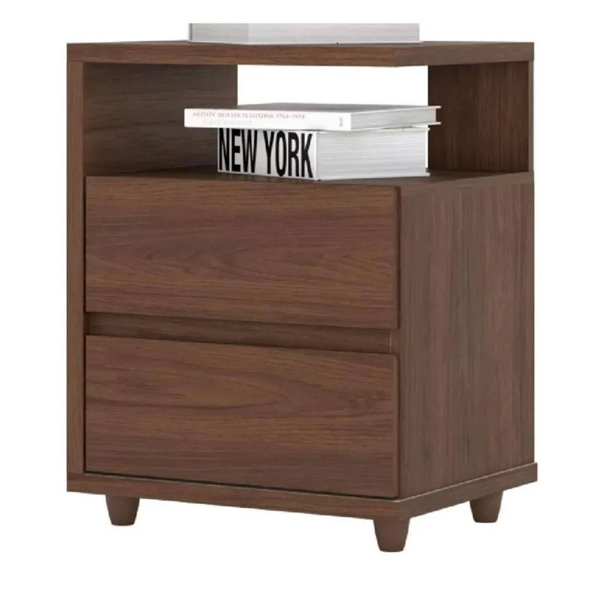 TU MESITA - Veladores Modernos Juego x2 TU MESITA Loren Marrón 2 cajones