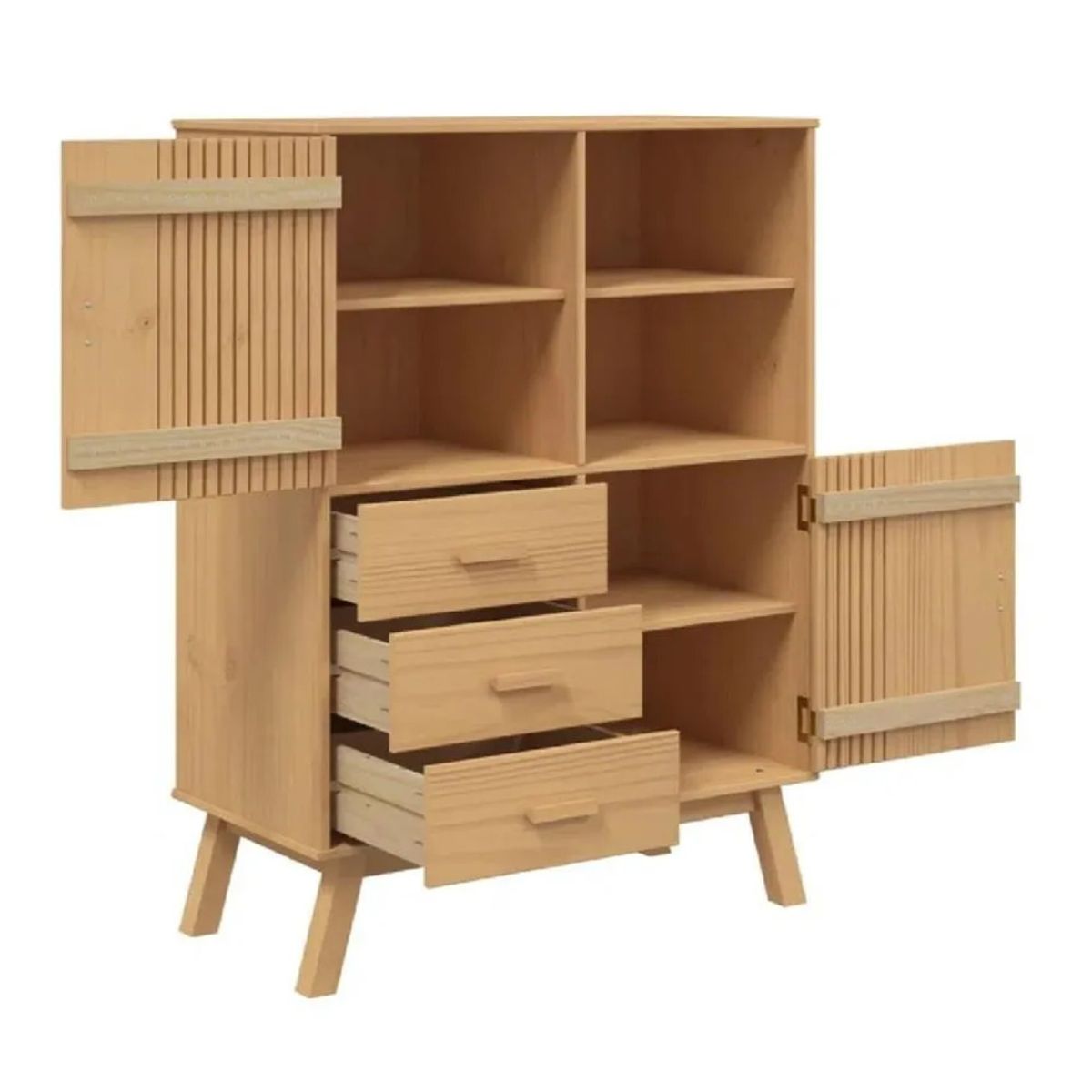 TU MESITA - Aparador Alto TU MESITA Mayra color Haya 2 puertas 2 cajones